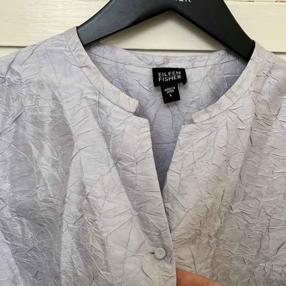 Vintage Eileen Fisher Crinkled Silk Top size L - Picture 6 of 8